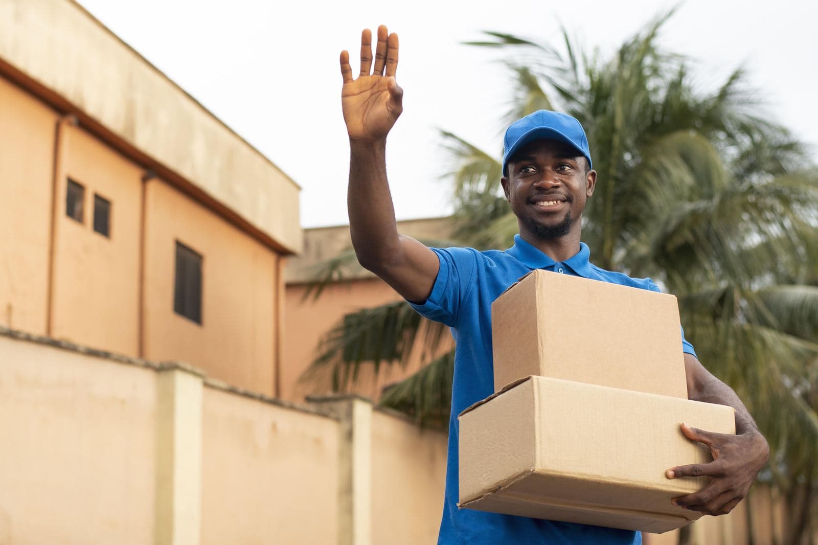 Delivery personnel handling parcels