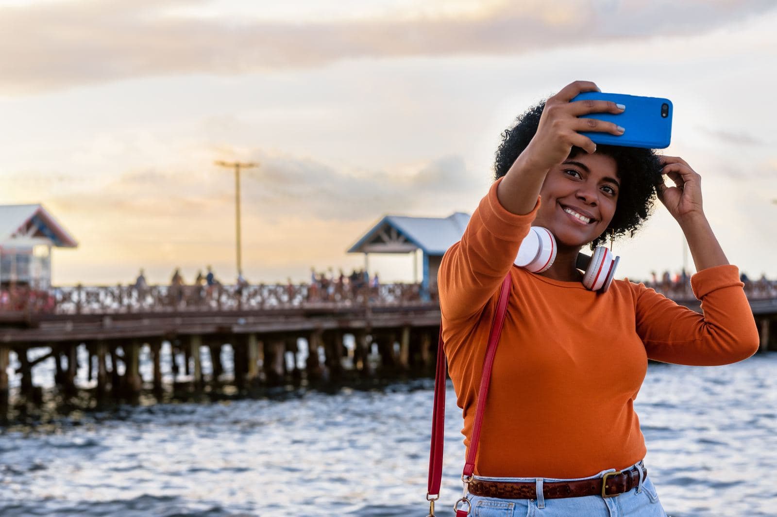 Guest relaxing with headphones during a stay