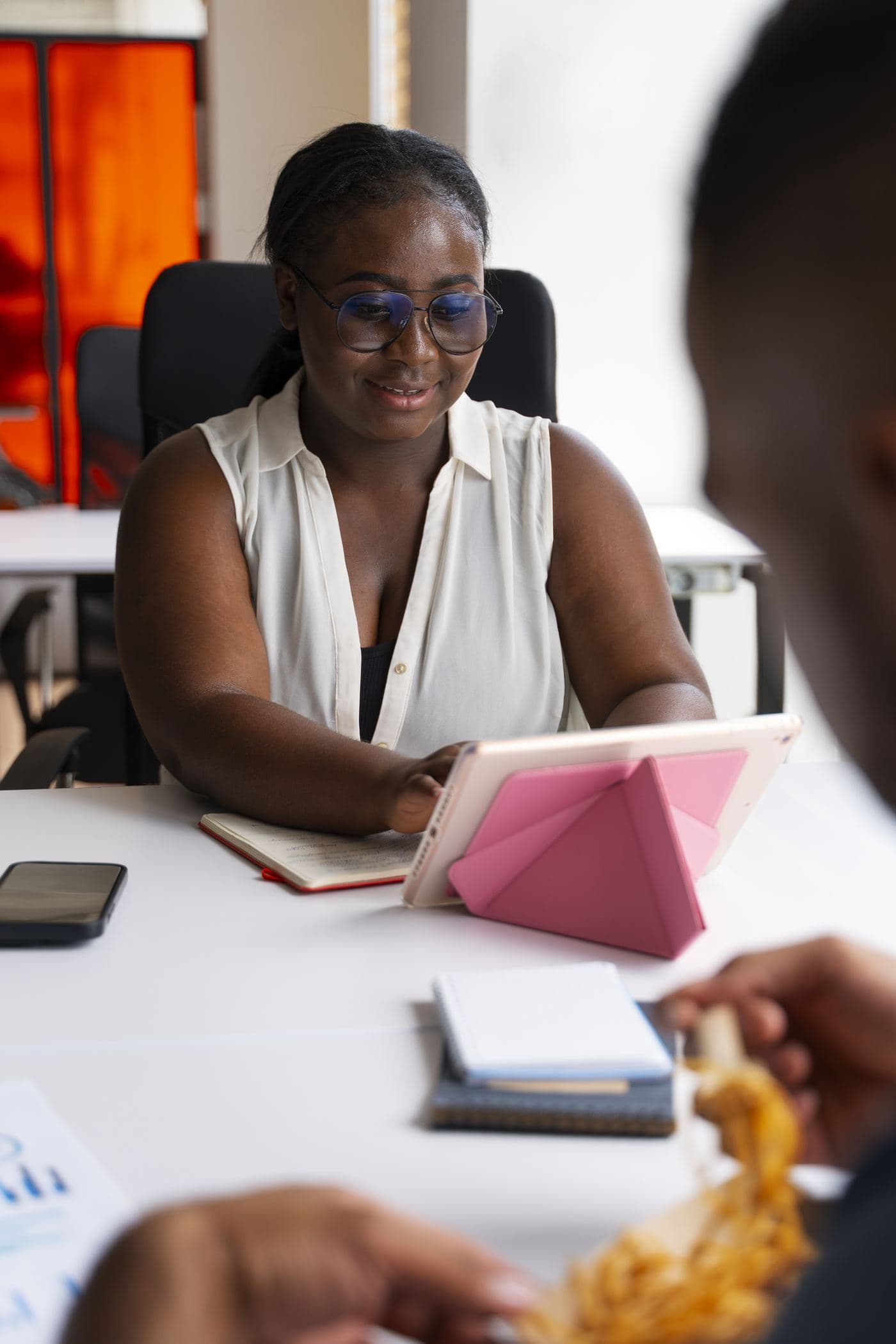 Lease agreement being reviewed at a desk